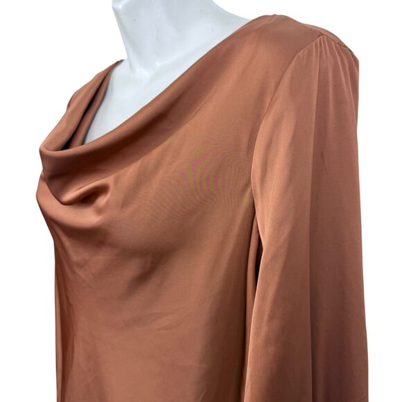 Joie Womens Orange Satin Scoop Neck Puff Long Sleeve Top Blouse Shirt sz M - Picture 10 of 16